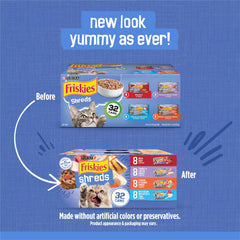 Friskies shreds beef dinner with gravy, ready to tempt at mealtime.