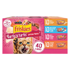 Friskies Surfin-Turfin Prime Filets cans enticing dinner for adult cats