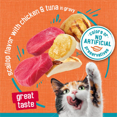Friskies Tasty Treasures can opening aroma inviting cat to dish