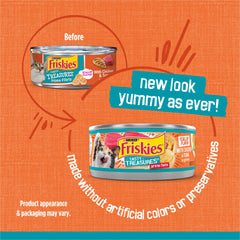 Friskies Tasty Treasures chicken-tuna chunks in gravy, scallop flavor for cats