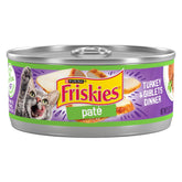 Friskies turkey giblets pate cans show a smooth texture ideal for picky eaters