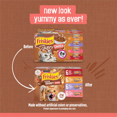 Friskies variety pack 24 cans, convenient multi-meal options for variety-loving cats.