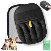 Froenza pet hair removal glove gliding over a couch to lift fur.