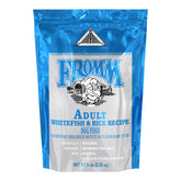 Fromm Classic Adult Whitefish & Rice bag on shelf, protein-rich formula for active dogs
