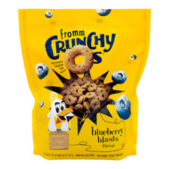 Fromm Crunchy Os Blueberry Blasts bag front; ideal training reward for dogs.