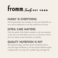Fromm Large Breed Adult Gold kibble closeup, protein-rich bites for muscles.