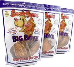 Front Porch Pets Sams Yams Big Boyz bag sealed showing fresh, high-fiber vegan dog treats