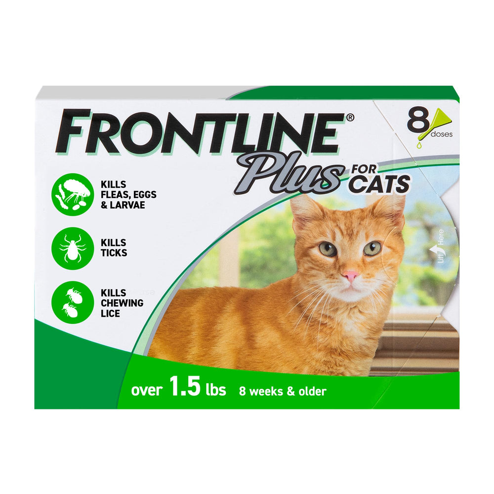 Frontline Plus for Cats bottle application on back for flea protection