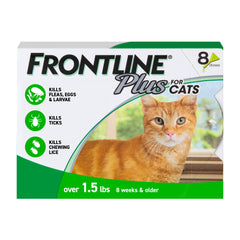 Frontline Plus for Cats bottle application on back for flea protection