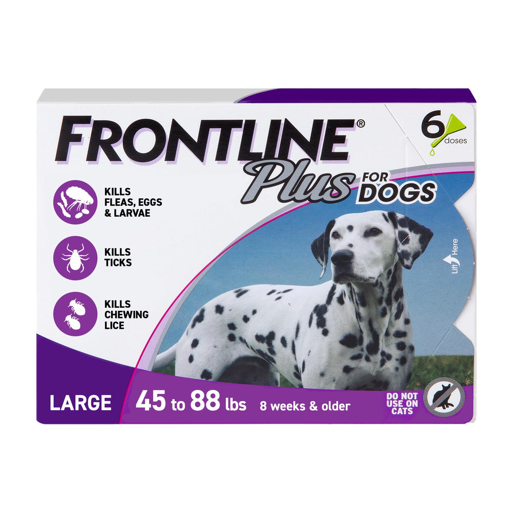 Frontline Plus for Dogs Large bottle application on the coat starts fast protection.
