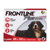 Frontline Plus for Dogs bottle close-up illustrating simple topical administration.