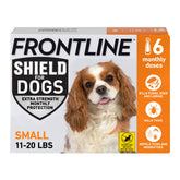 Frontline Shield bottle packaging showing easy application and labeling for pet owners
