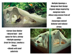 FROSTO natural mangrove look decor blends with plants and substrate in aquariums