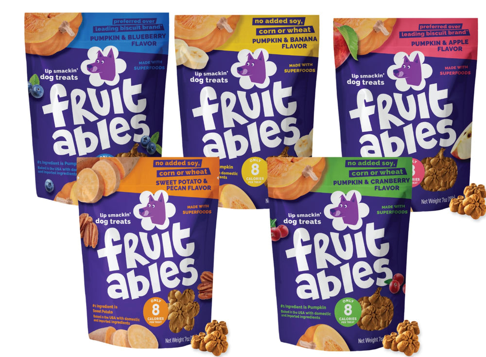 Fruitables Pumpkin Apple dog treat, 7oz, ideal for training rewards.