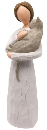 FRUMOASA Cat Memorial Gift: angel statue cradling a cat for comforting remembrance.