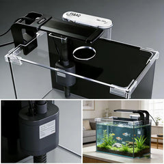 FS&AQ 2.5-gallon Betta Tank back panel hides filter for a clean look.