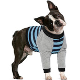FUAMEY dog recovery sleeve with elbow protector in blue stripes for joint protection