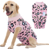 FUAMEY recovery suit on a dog, front view, gentle post-surgery protection.