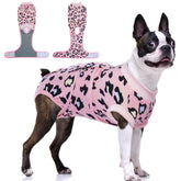 FUAMEY recovery suit on dog post-op back view for secure fit.