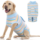 FUAMEY Recovery Suit in blue stripes protects wounds while allowing movement