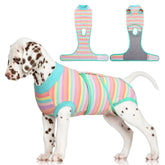 FUAMEY Recovery Suit for Dogs back view shows breathable fabric for comfortable movement