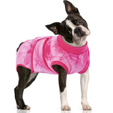 FUAMEY surgery recovery suit on a large dog in rose-dyed fabric for comfort