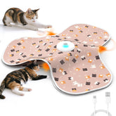 FUGODIWI interactive cat toy in pink with hidden hideout and feather tail.