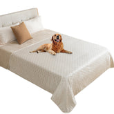 Fuguitex waterproof dog blanket 82x102 in in cream and beige protecting furniture