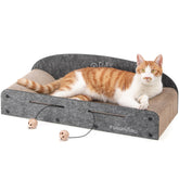 FUKUMARU 26-inch cat scratcher bed front view showing space for big cats and lounging.
