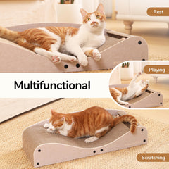 Close-up of durable cardboard showing scratching surface built to resist daily pawing