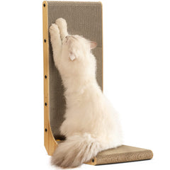 FUKUMARU 26.8-inch L-shape wall-mounted scratcher for space-saving interior design.