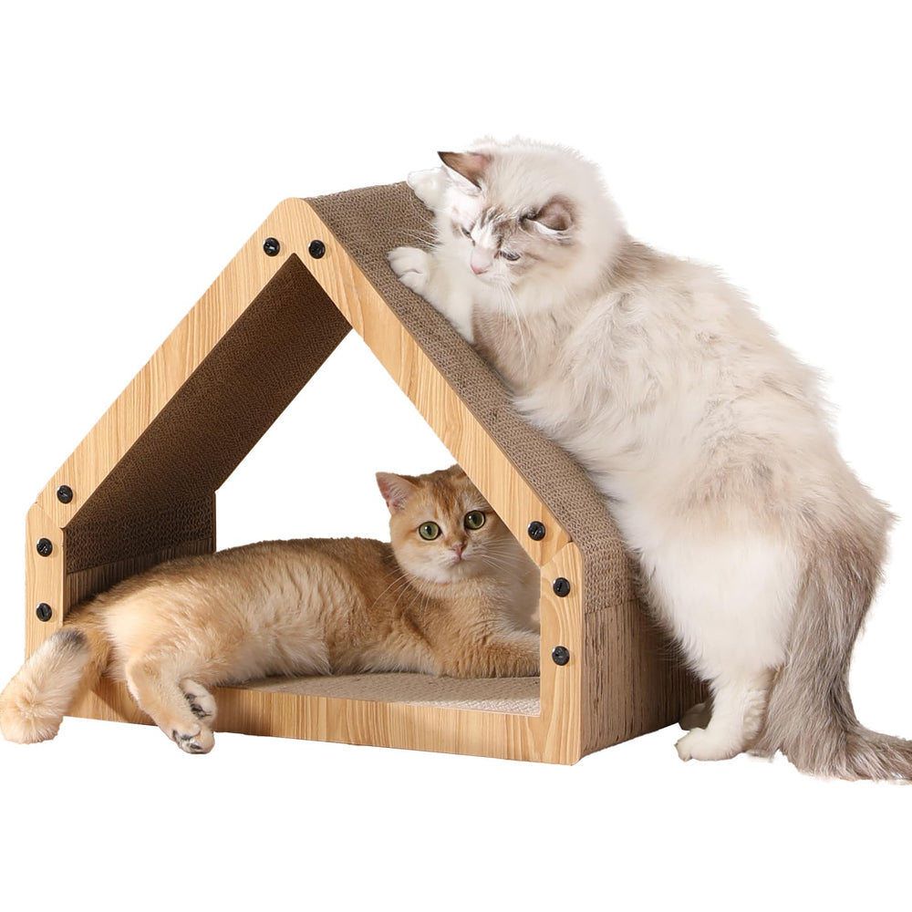 FUKUMARU cat scratcher house cozy design creates a secure play space for kittens.