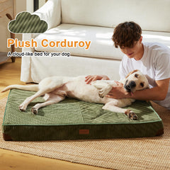 FUKUMARU dog bed plush corduroy cover for cozy rest.