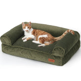FUKUMARU dog couch bed in green, front view for cozy indoor lounging.