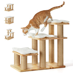 FUKUMARU dog stairs solid wood with stable design supporting up to 200 lbs.