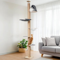 FUKUMARU 6-level height cat tree for tall-space exploration and safe climbing.