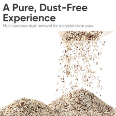 FUKUMARU dust-free formula highlights near-dust-free air around litter.