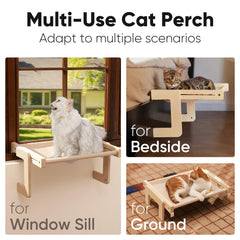 FUKUMARU cat window perch assembly shown with tool-free setup for quick use.