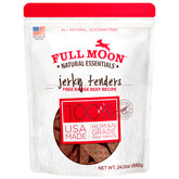 Full Moon Beef Tenders bag open showing natural, human-grade dog treats.