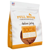 Full Moon Chicken Jerky packaging highlights human-grade ingredients for dogs.
