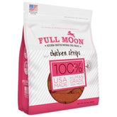 Full Moon Chicken Strips packaging highlights USA-made, all-natural ingredients.