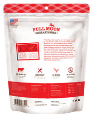 Full Moon Essential Beef Sticks ingredients panel highlights simple, wholesome components for canine snacking.