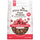 Full Moon Pure Protein air-dried dog food package featuring ranch-raised beef for active dogs.