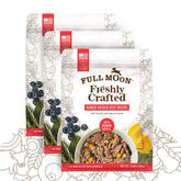 Full Moon ranch-raised beef recipe dog food bag with visible meat chunks