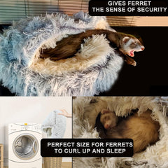 FULUE Ferret Bed cave inside view highlights secure, half-covered design.