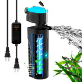 FUMAK aquarium filter front view demonstrates compact design for tight setups.