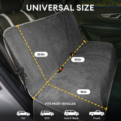 Funny Fuzzy waterproof dog seat cover keeps upholstery dry during trips.