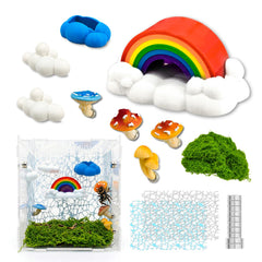 Funtinshdy Rainbow Hideout enhances enclosure aesthetics and provides a cozy retreat for jumping spiders.