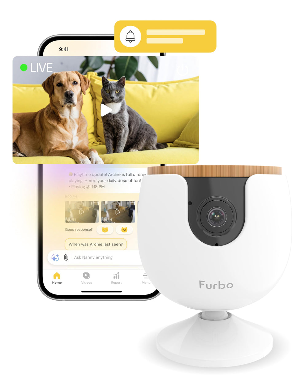 Furbo Mini Camera live view for remote pet monitoring