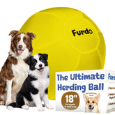 Furdo 18-inch yellow dog herding ball for medium and large dogs, ideal for active play.